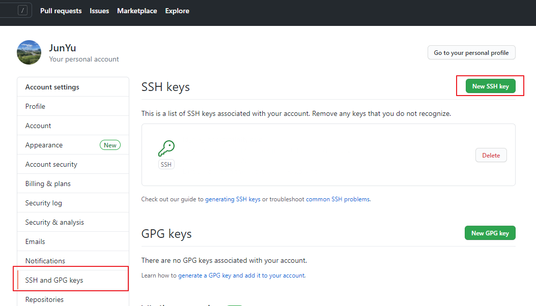 github.ssh.key.in.use